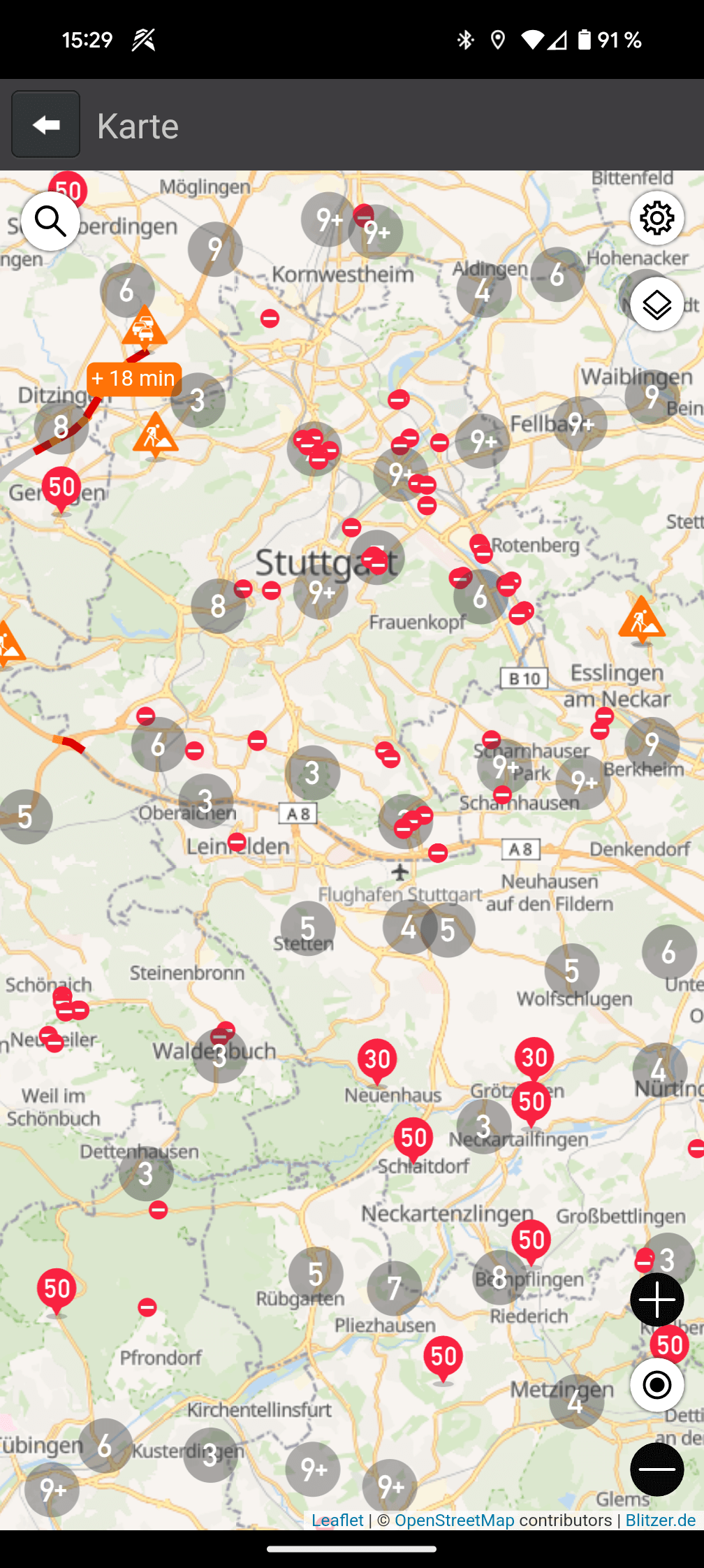 Blitzer.de App Kartenuebersicht Blitzer.de App Kartenuebersicht