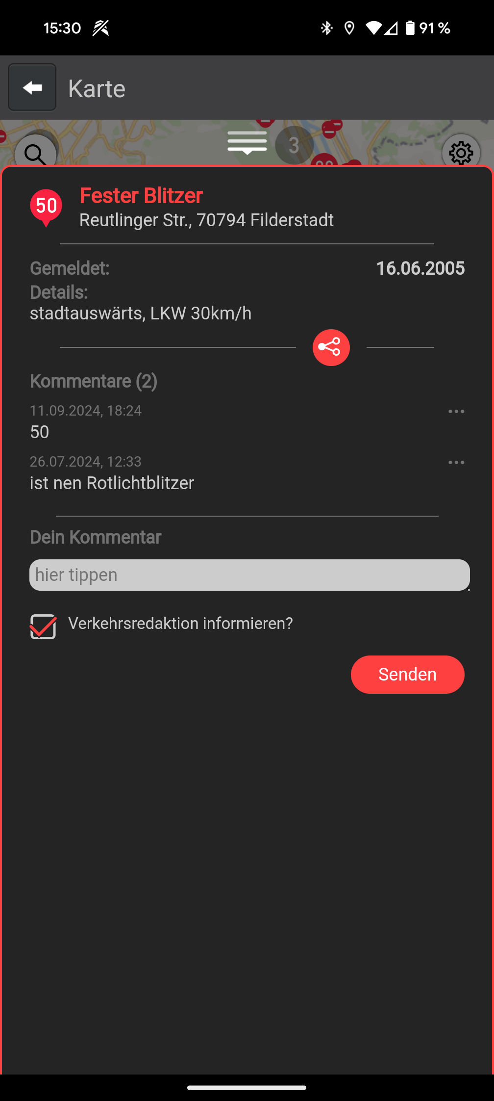 Blitzer.de App Radarmeldung Blitzer.de App Radarmeldung