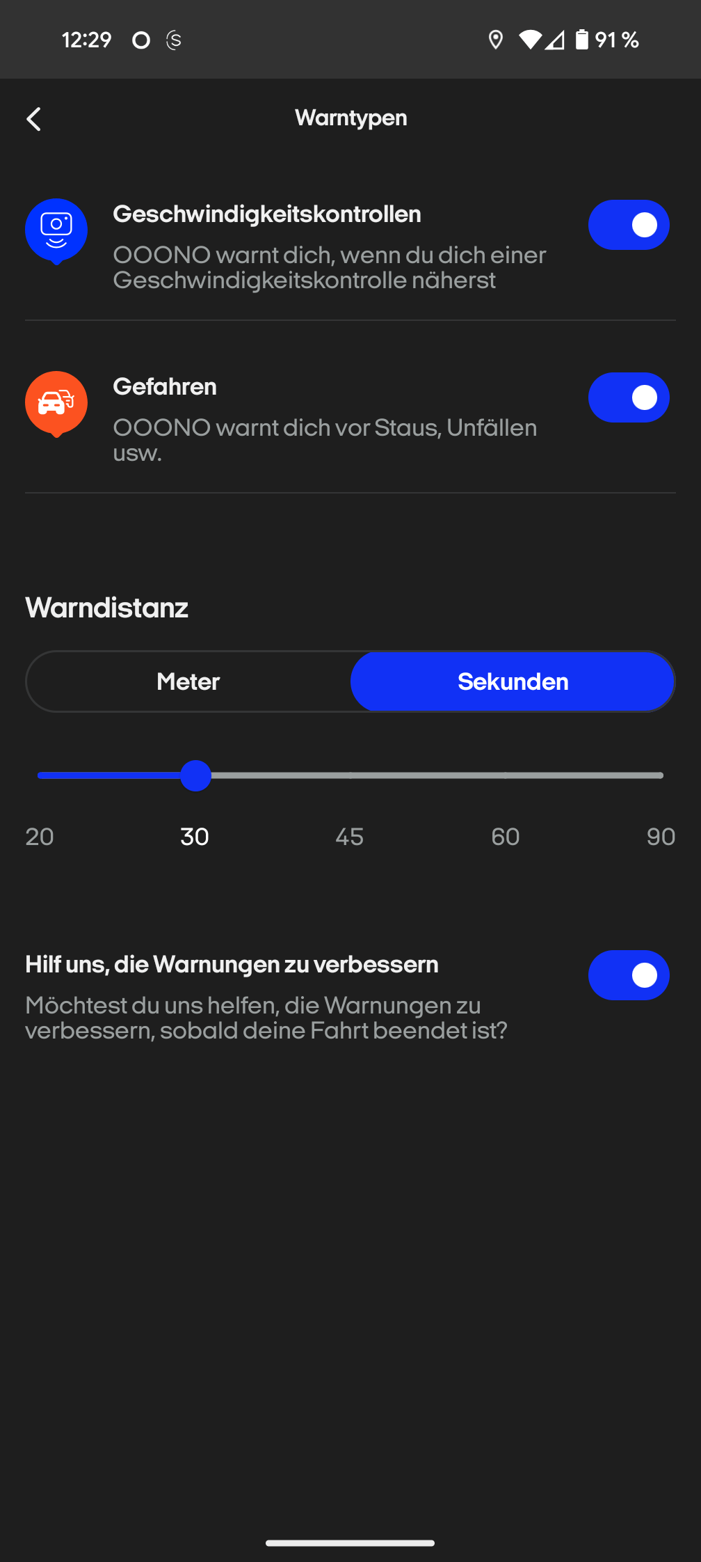 Ooono Co Driver NO2 App Alarmeinstellungen Ooono Co-Driver NO2 App Alarmeinstellungen