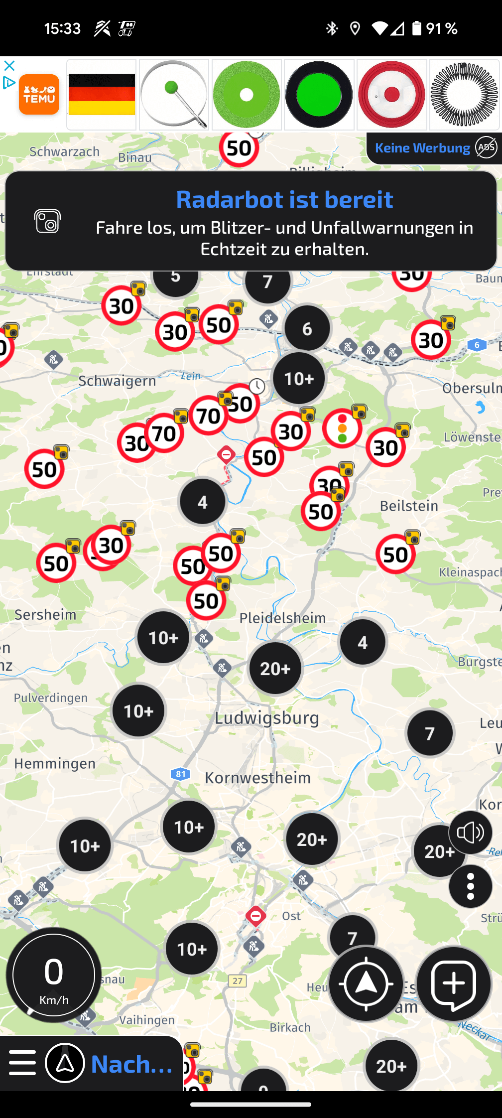 Radarbot App Kartenansicht Radarbot App Kartenansicht