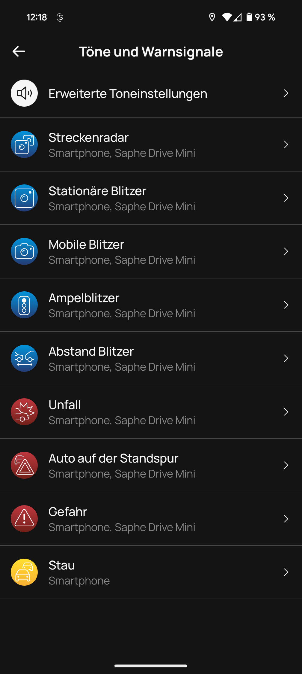 Saphe Drive Mini App Einstellungen Saphe Drive Mini App Einstellungen